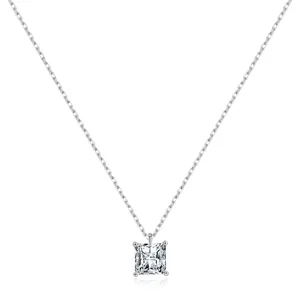 Square Princess Cut Zirconia Necklace 925 Sterling Silver Shiny Minimalist Clavicle Chain For Women Fashion Jewelry