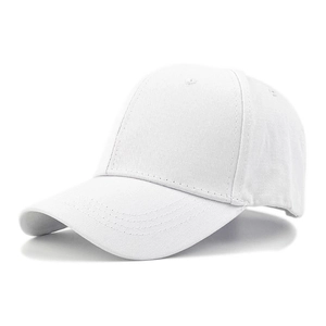 Casquette de baseball classique en coton blanc avec design six pans et visière courbée