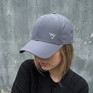 Casual grey quick-dry baseball cap with silver letter embroidery logo for outdoors