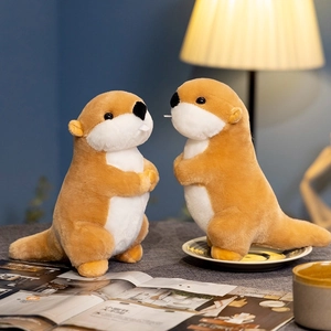 Adorable plush groundhog doll set with soft light brown fur and creamy white belly details
