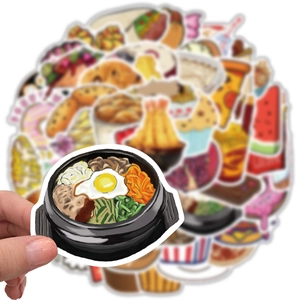 50pcs waterproof cute food graffiti stickers for luggage and laptop decoration