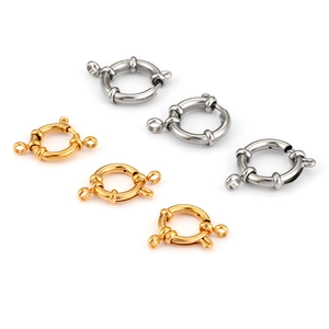 Golden and silver stainless steel spring ring clasps for DIY necklace jewelry making