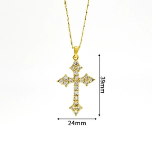 Detailed view of S925 silver cross pendant with dimensions measuring 39mm by 24mm