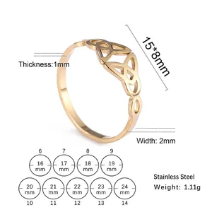 Titanium steel ring with Nordic totem and size chart featuring American ring sizes 6 to 14