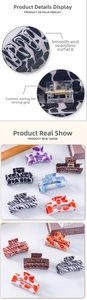Close-up of durable metal spring and textured pattern finish on these stylish hair claws