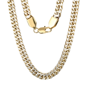 Two-tone gold and silver stainless steel curb chain necklace with secure lobster clasp