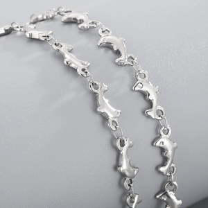 Collier chaîne à maillons dauphin en acier inoxydable argenté pour hommes et femmes