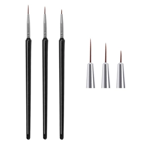 Ensemble de 3 pinceaux nail art liner avec manches noirs et diverses pointes fines