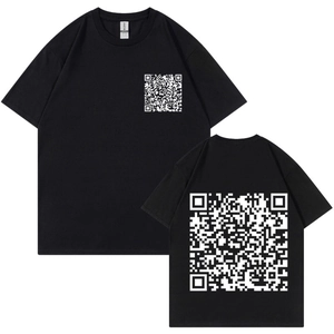 Detail view of Ivan Cornejo Mirada Tour 2025 black cotton t-shirt with QR code prints
