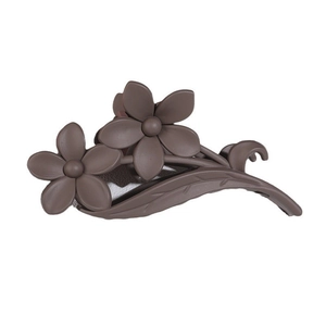 Matte brown flower hair claw clip with floral design and resin finish for women