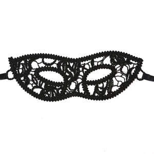 Detailed close-up of intricate black lace mask texture for masquerade events