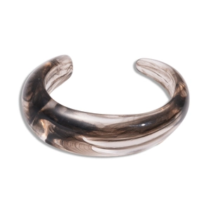 Minimalist marble pattern acrylic open bangle with glossy finish and geometric resin design