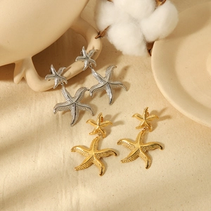 Boucles d'oreilles étoile de mer en acier inoxydable 18K dorées et argentées