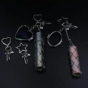 Silver Metal Keychain Bag Charm Heart Star Shape With Bow Mirror Locket And Tassel Fashion Accessory For Women