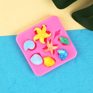 Pink silicone marine life mold for resin starfish and seashell clay crafts