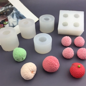 3D lychee silicone mold set for DIY fruit mousse cakes and scented candle making