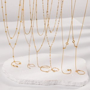 Stainless Steel Double Layer Y Necklace PVD Gold Plated Waterproof Hypoallergenic Minimalist Elegant Jewelry Women
