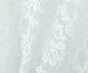 Gros plan sur un tissu de dentelle florale blanche avec broderies délicates et maille