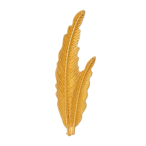 Elegant gold vintage feather leaf brooch pin for women jackets and formal suits