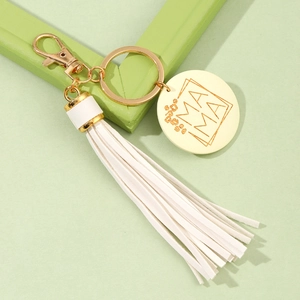PU Leather Tassel Keychain With MAMA Wood Charm Zinc Alloy Ring Bag Pendant Gift For Mother