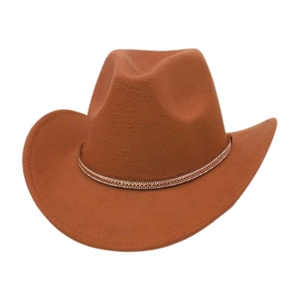Macro shot of dark brown wool felt cowboy hat with sparkling rhinestone hatband