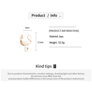 Detailed size specifications for the gold irregular metal ring and bracelet jewelry set