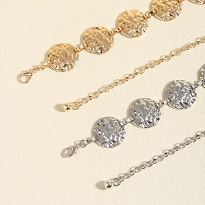 Chic hammered metal waist chain for women with adjustable lobster clasp in gold and silver