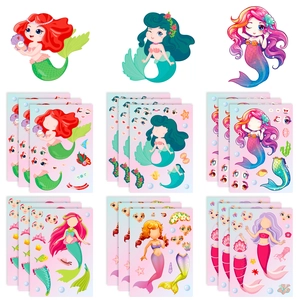 Detail of 6-pack DIY mermaid princess mix and match stickers for kids creative play