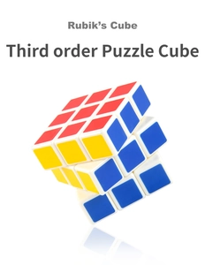 Close-up of 3x3x3 puzzle cube with colorful stickers and reflective white base