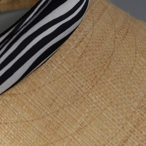 Zebra pattern raffia sun hat with straw weave texture for beach summer vacation wear