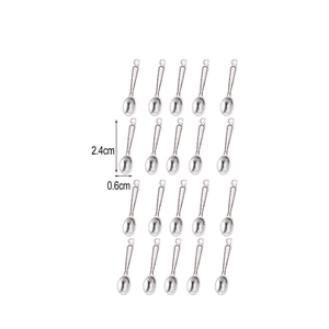 DIY silver alloy spoon pendants 2.4cm x 0.6cm for jewelry making accessories