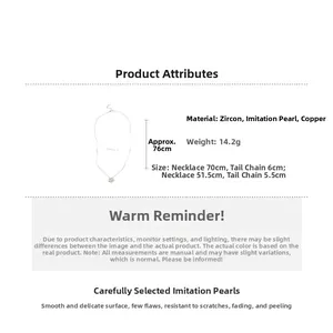 Detailed size and material specs for the double-layer pearl necklace with flower pendant