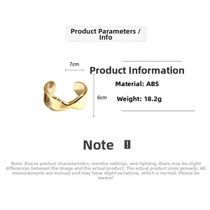 Detail view of a gold geometric cuff bracelet with dimensions 7cm by 6cm and 18.2g weight