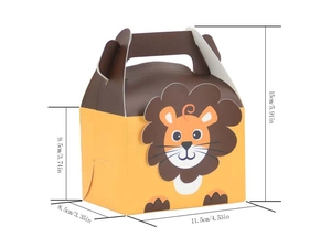 Cartoon lion gift box with handle, detailed dimensions 11.5x8.5x9.5cm for party treats