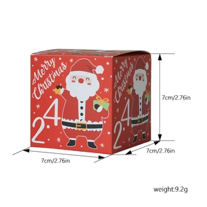 7cm Red Christmas Advent calendar gift box with Santa Claus and number 24 print