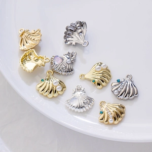 Exquisite pearl shell pendants in gold and silver finish for DIY handmade jewelry making