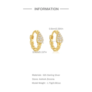 Detailed product information of 925 silver gold teardrop earrings with AAAAA zircon stones
