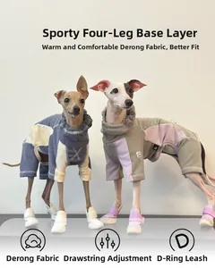 Detail of warm thermal dog base layer with drawstring neck and D-ring attachment