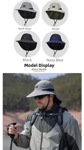 Outdoor fishing hat detail showing four colors and a neck flap for UV protection