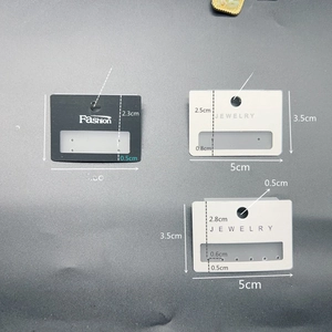 Detailed measurement showing dimensions for PVC earring display cards in black and white