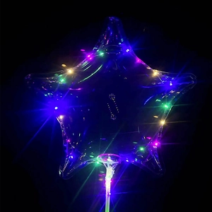 Star-shaped LED glowing balloon with colorful lights and handle for festive parties