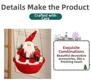 Detail of Santa Claus in red sequin outfit sitting in a hanging basket Christmas ornament