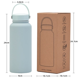1L light blue stainless steel vacuum insulated water bottle BPA free 32oz sports flask