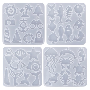 DIY ocean theme silicone molds for resin earrings featuring anchor starfish and shell shapes