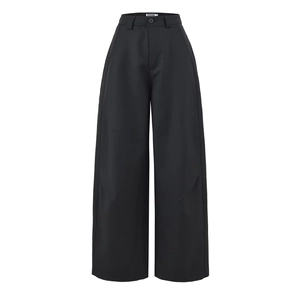 Damen Hose mit hoher Taille und weitem Bein in Schwarz mit professionellem geradem Schnitt