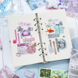 Japanese Dreamcore transparent A6 binder notebook with creative sticker collage