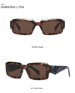 Details einer Vintage-Sonnenbrille mit Schildpatt-Rahmen und geometrischen Bügeln