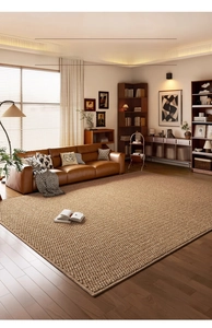 Close-up of the antique gold woven honeycomb texture on this durable sisal-style rug