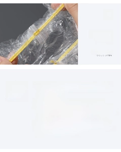 Close-up of thick flexible plastic food cover with yellow elastic and usage instructions