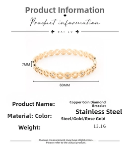 Detail showing coin design bangle measurements, 7mm width and 60mm diameter stainless steel